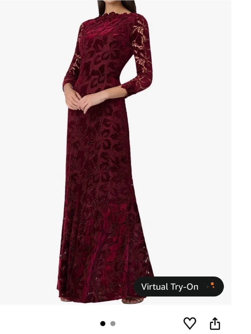 Elegant Burgundy Lace Maxi Dress - Women's Formal Gown